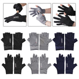 Maxbell Ice Silk Gloves Sun Protection Gloves Men Comfortable for Backpacking Hiking All Half of Black