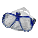 Maxbell Adult Scuba Diving Mask Camera Mount Swim Mask Free Diving Snorkeling Gear Clear Blue A