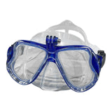 Maxbell Adult Scuba Diving Mask Camera Mount Swim Mask Free Diving Snorkeling Gear Clear Blue A