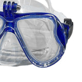 Maxbell Adult Scuba Diving Mask Camera Mount Swim Mask Free Diving Snorkeling Gear Clear Blue A