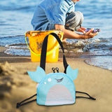 Maxbell Kids Beach Bag Summer Vacation Seashell Bag with Zipper Shell Collecting Bag Blue
