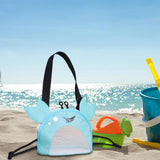 Maxbell Kids Beach Bag Summer Vacation Seashell Bag with Zipper Shell Collecting Bag Blue