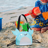 Maxbell Kids Beach Bag Summer Vacation Seashell Bag with Zipper Shell Collecting Bag Blue