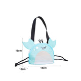 Maxbell Kids Beach Bag Summer Vacation Seashell Bag with Zipper Shell Collecting Bag Blue