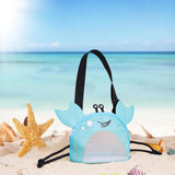 Maxbell Kids Beach Bag Summer Vacation Seashell Bag with Zipper Shell Collecting Bag Blue