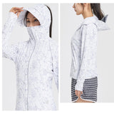 Maxbell Women Sun Protection Hoodie Sunproof Cooling Shirt for Running Summer Riding 2XL White
