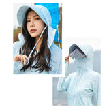 Maxbell Women Sun Protection Hoodie Sunproof Cooling Shirt for Running Summer Riding 3XL Light Blue