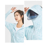 Maxbell Women Sun Protection Hoodie Sunproof Cooling Shirt for Running Summer Riding 3XL Light Blue