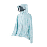 Maxbell Women Sun Protection Hoodie Sunproof Cooling Shirt for Running Summer Riding 3XL Light Blue