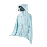 Maxbell Women Sun Protection Hoodie Sunproof Cooling Shirt for Running Summer Riding 3XL Light Blue