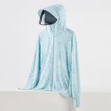 Maxbell Women Sun Protection Hoodie Sunproof Cooling Shirt for Running Summer Riding 3XL Light Blue