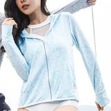 Maxbell Women Sun Protection Hoodie Sunproof Cooling Shirt for Running Summer Riding 3XL Light Blue