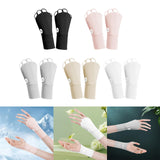 Maxbell 1 Pair Summer Golf Half Finger Gloves Ice Silk Material Stretchable Portable Black