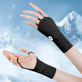 Maxbell 1 Pair Summer Golf Half Finger Gloves Ice Silk Material Stretchable Portable Black