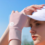 Maxbell 1 Pair Summer Golf Half Finger Gloves Ice Silk Material Stretchable Portable Pink