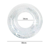 Maxbell Inflatable Pool Floats Clear Glitter Swimming Ring for Adult Vacation Summer Outer Dia 80cm