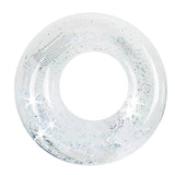 Maxbell Inflatable Pool Floats Clear Glitter Swimming Ring for Adult Vacation Summer Outer Dia 80cm