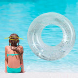 Maxbell Inflatable Pool Floats Clear Glitter Swimming Ring for Adult Vacation Summer Outer Dia 80cm