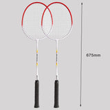 Maxbell 2Pcs Badminton Racket Lightweight 2 Player Badminton Racquet for Adults Kids Without Bag Red