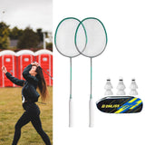 Maxbell Badminton Rackets Set of 2 Sturdy for Indoor Outdoor Outdoor Backyard Green