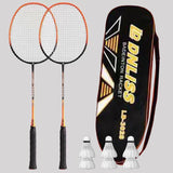 Maxbell 2x Badminton Rackets Lightweight Tennis Racquets for Lawn Gym Indoor Outdoor Orange