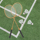Maxbell 2Pcs Badminton Rackets with 3 Nylon Balls Family Training Badminton Racquets Yellow