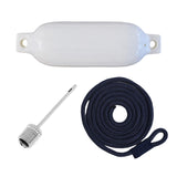 Maxbell Boat Bumpers Shield Protection with Inflatable Needles Sailboats Marine Dock White Black Rope