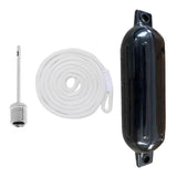 Maxbell Boat Bumpers Shield Protection with Inflatable Needles Sailboats Marine Dock Black White Rope
