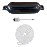 Maxbell Boat Bumpers Shield Protection with Inflatable Needles Sailboats Marine Dock Black White Rope