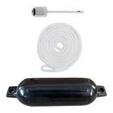 Maxbell Boat Bumpers Shield Protection with Inflatable Needles Sailboats Marine Dock Black White Rope