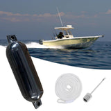 Maxbell Boat Bumpers Shield Protection with Inflatable Needles Sailboats Marine Dock Black White Rope