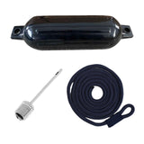 Maxbell Boat Bumpers Shield Protection with Inflatable Needles Sailboats Marine Dock Black Black Rope
