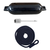 Maxbell Boat Bumpers Shield Protection with Inflatable Needles Sailboats Marine Dock Black Black Rope