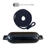 Maxbell Boat Bumpers Shield Protection with Inflatable Needles Sailboats Marine Dock Black Black Rope