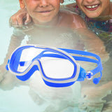 Maxbell Kids Swim Goggles with Earplug Adjustable for Kids 6-14 Teenagers Boys Girls Dark Blue