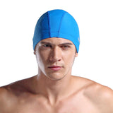 Maxbell Swim Cap Men Durable Hat for Holidays Long Short Water Sports Blue