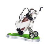 Maxbell Mini Golf Pens with Golf Bag Holder with Cart for Any Golf Enthusiast Sturdy White Brown