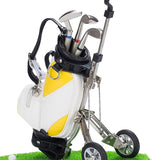 Maxbell Mini Golf Pens with Golf Bag Holder with Cart for Any Golf Enthusiast Sturdy White Yellow