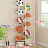 Maxbell Ball Storage Shelf 3 Tiers Ball Rack for Football Tennis Rackets Sports Gear 58cmx23.5cmx146cm