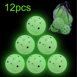 Maxbell LED Pickleball Balls 74mm 40 Holes Pickleballs for Indoor Night Play Outdoor 12pcs