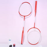 Maxbell Badminton Rackets 2 Pieces Shuttlecock Racket for Training Practice Advanced Red