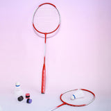 Maxbell Badminton Rackets 2 Pieces Shuttlecock Racket for Training Practice Advanced Red