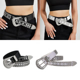 Maxbell Women Rhinestone Belt Cowgirl Adjustable Waist Belt for Party Dress Trousers black