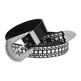 Maxbell Women Rhinestone Belt Cowgirl Adjustable Waist Belt for Party Dress Trousers black