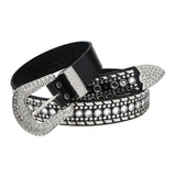 Maxbell Women Rhinestone Belt Cowgirl Adjustable Waist Belt for Party Dress Trousers black