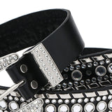 Maxbell Women Rhinestone Belt Cowgirl Adjustable Waist Belt for Party Dress Trousers black