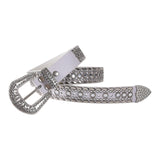 Maxbell Women Rhinestone Belt Cowgirl Adjustable Waist Belt for Party Dress Trousers white