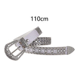 Maxbell Women Rhinestone Belt Cowgirl Adjustable Waist Belt for Party Dress Trousers white