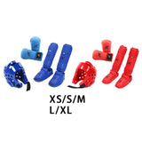Maxbell Taekwondo Sparring Gear Set with Shin Guards Footgear for Taekwondo Sparring Red XS