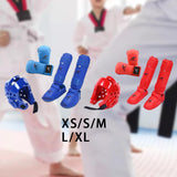 Maxbell Taekwondo Sparring Gear Set with Shin Guards Footgear for Taekwondo Sparring Red XS